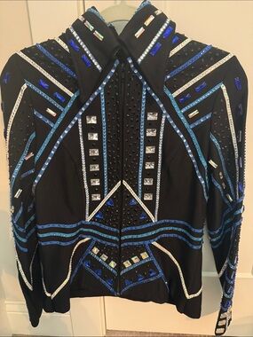 Black and blue custom showmanship jacket